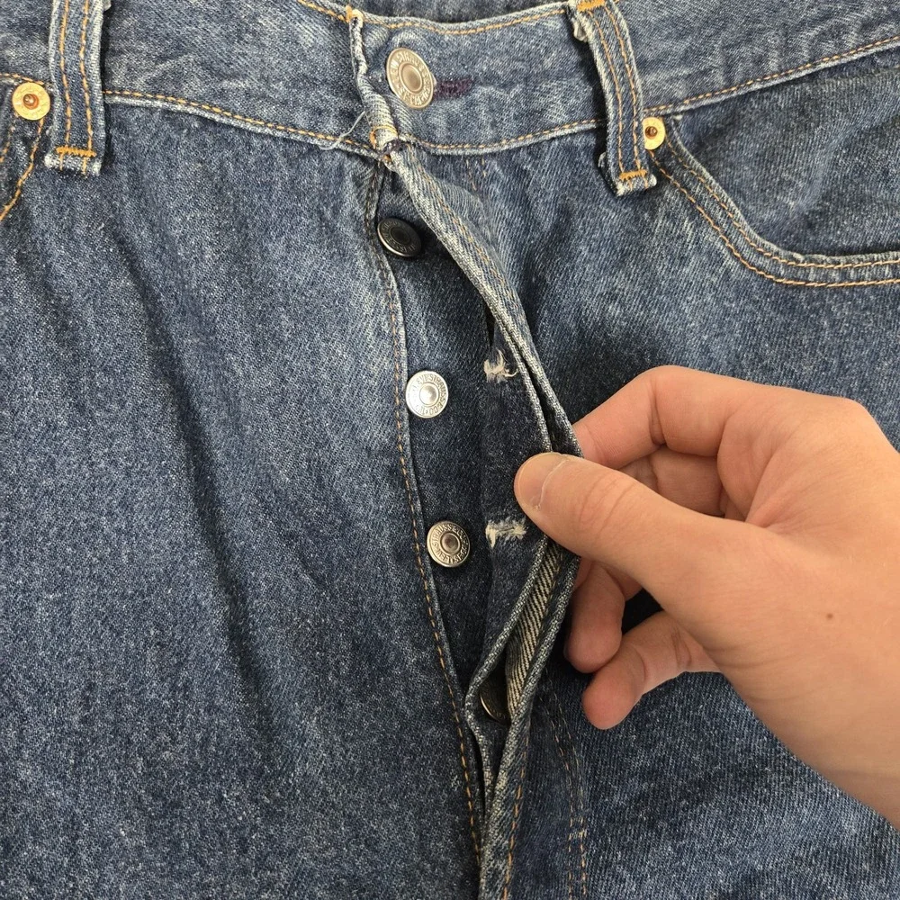 VTG Levis 501 Jeans Mens 38x30 Fits 36x30 Blue Straight Leg Button Fly Made USA
